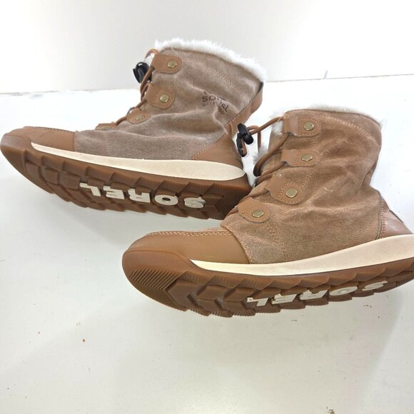 Sorel Explorer II Joan Faux Fur Boot Suede Velvet Tan size 7 - Picture 9 of 10